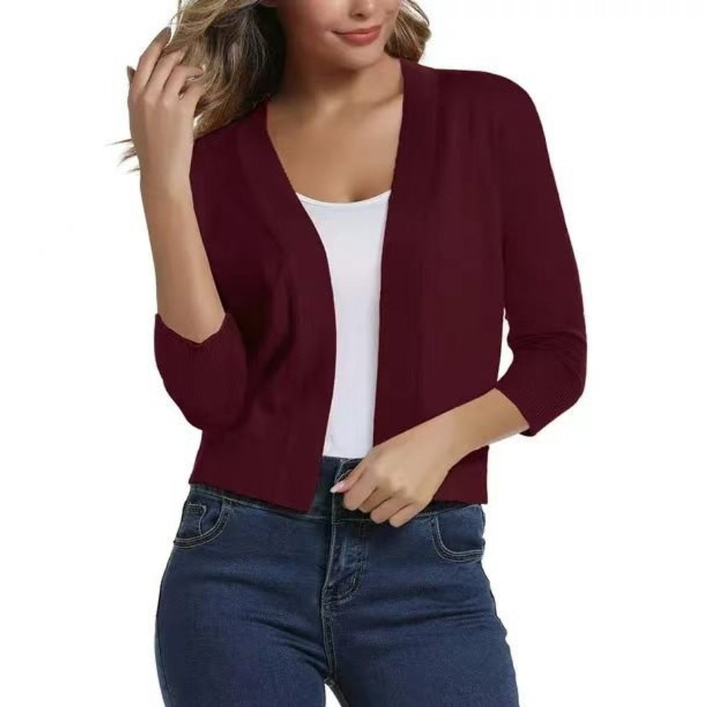Women's Short Draped Knit Cardigan for Cool Evenings