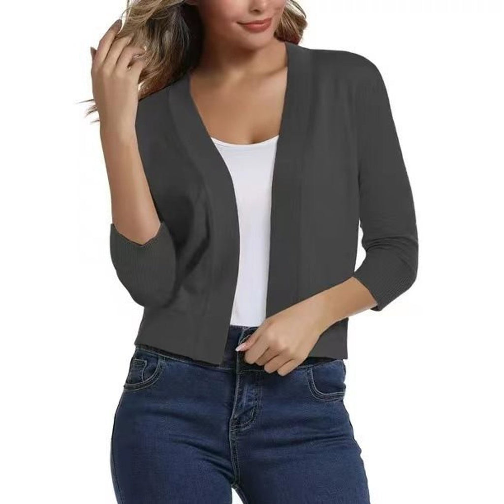 Women's Short Draped Knit Cardigan for Cool Evenings