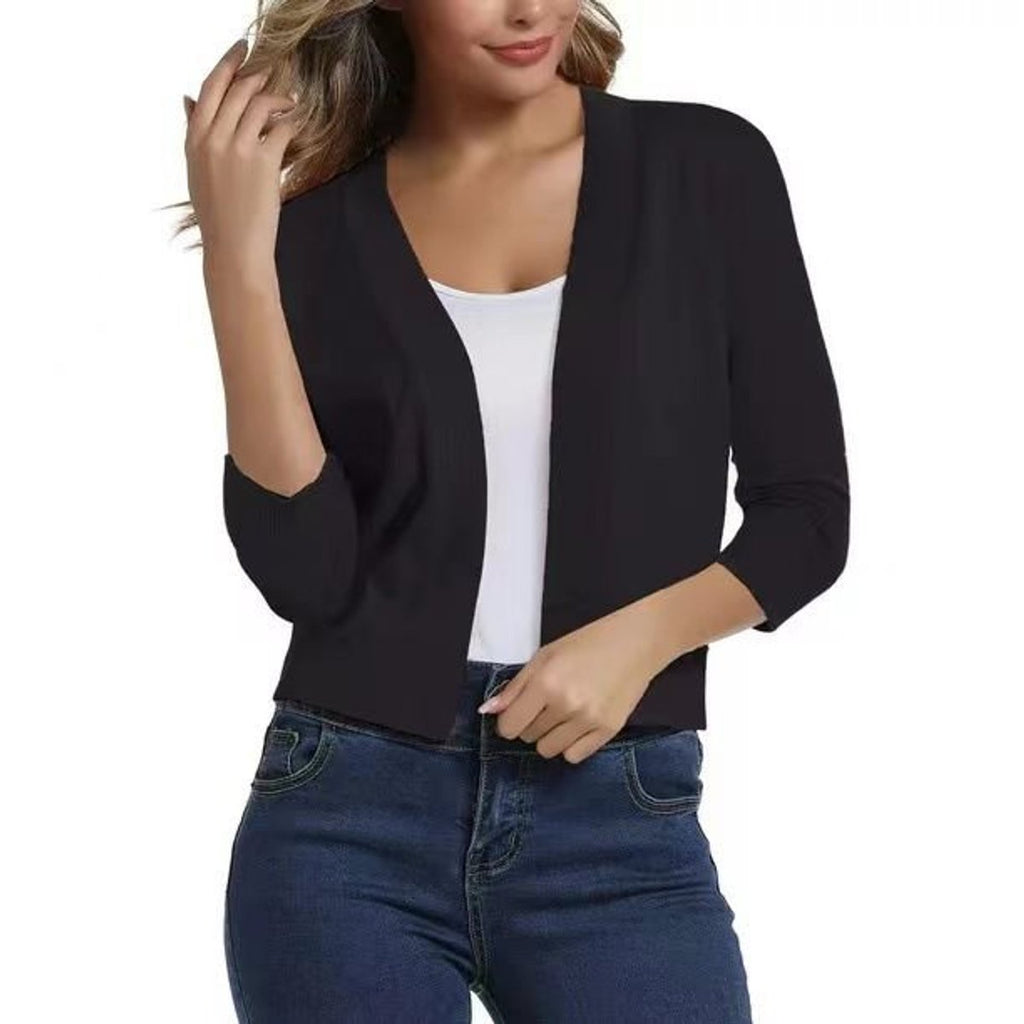 Women's Short Draped Knit Cardigan for Cool Evenings