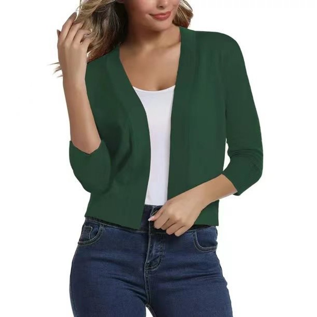 Women's Short Draped Knit Cardigan for Cool Evenings