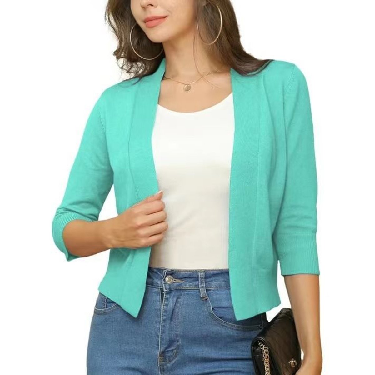 Women's Short Draped Knit Cardigan for Cool Evenings