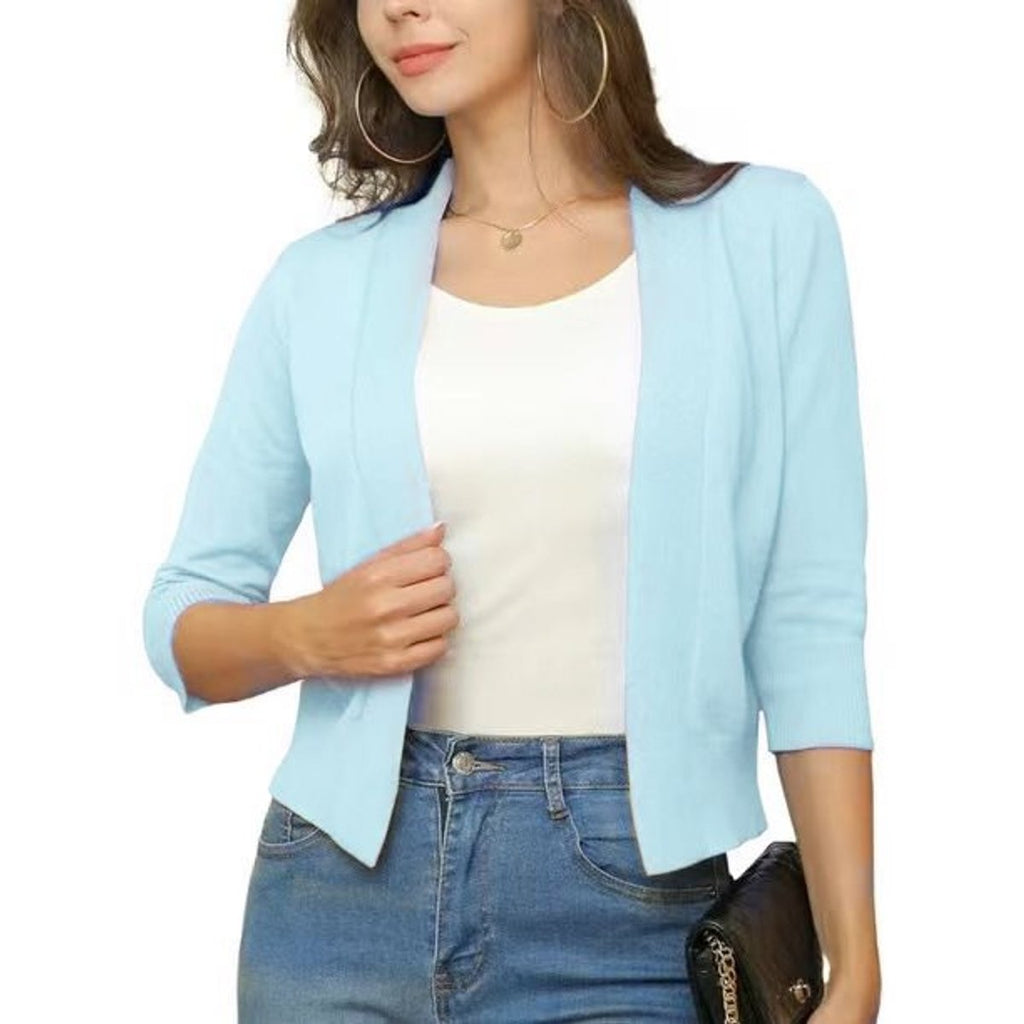 Women's Short Draped Knit Cardigan for Cool Evenings