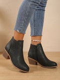 Women's Supportive Stable Heel Floral Cutout Ankle Boots
