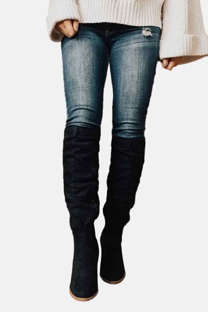 Women's Block Heel Over-the-Knee Stretch Tall Boots