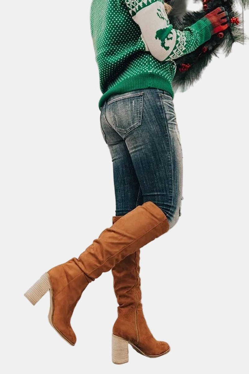 Women's Block Heel Over-the-Knee Stretch Tall Boots