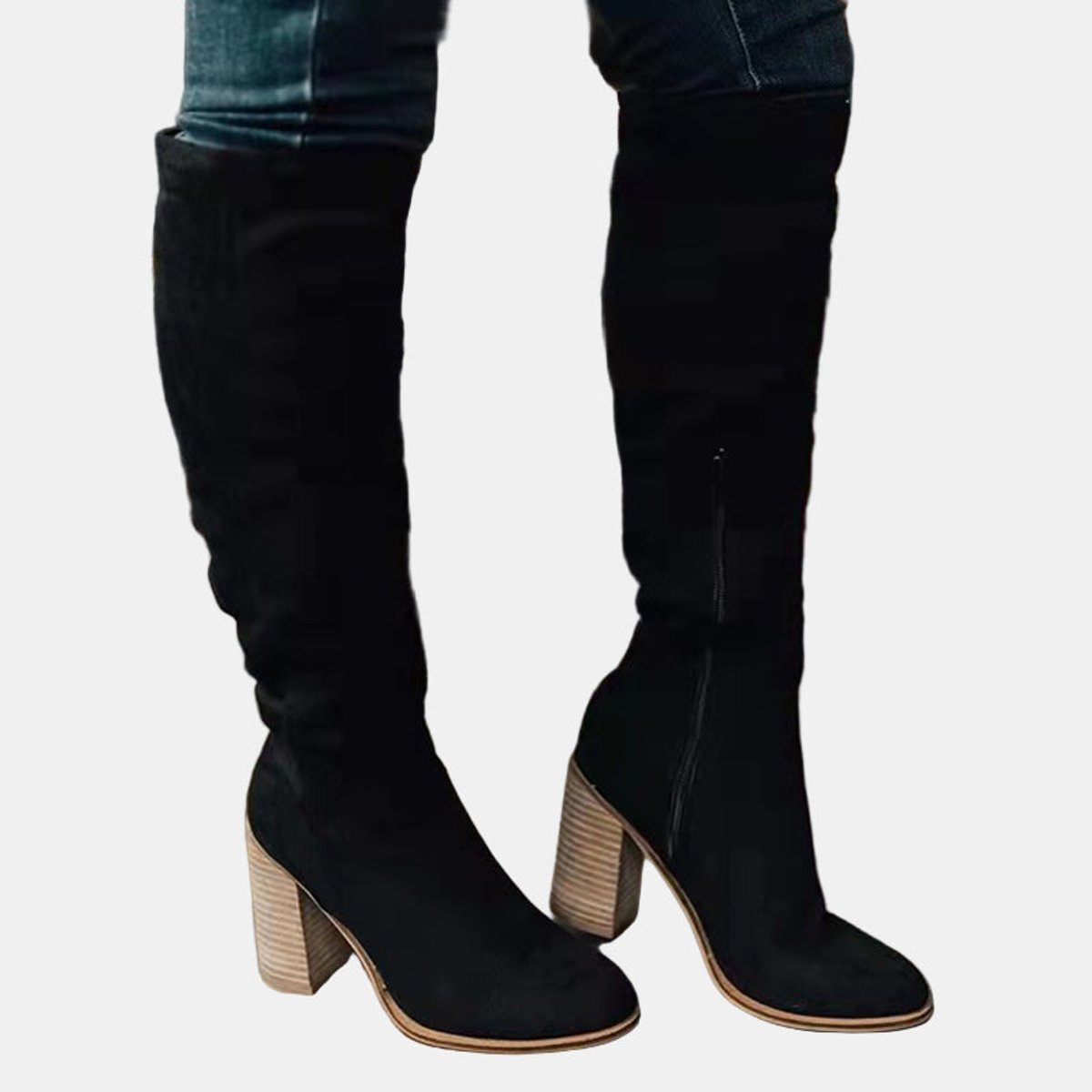 Women's Block Heel Over-the-Knee Stretch Tall Boots