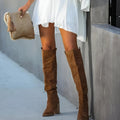 Women's Thigh-High Style Suede-Look Boots for Mini Dresses