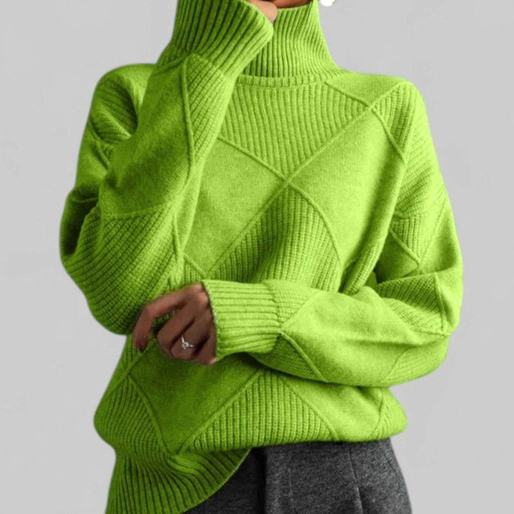 Women's Diamond Texture Roomy Turtleneck Sweater