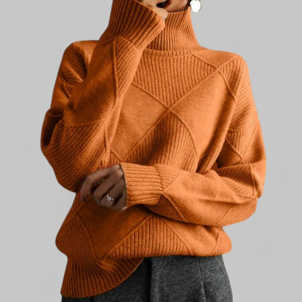 Women's Diamond Texture Roomy Turtleneck Sweater
