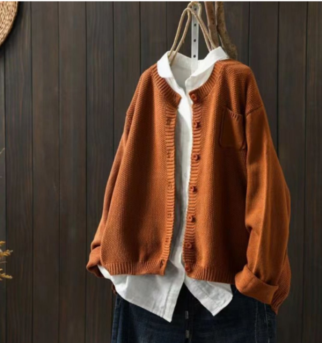 Women's Loose Draped Cardigan Sweater with Button Front