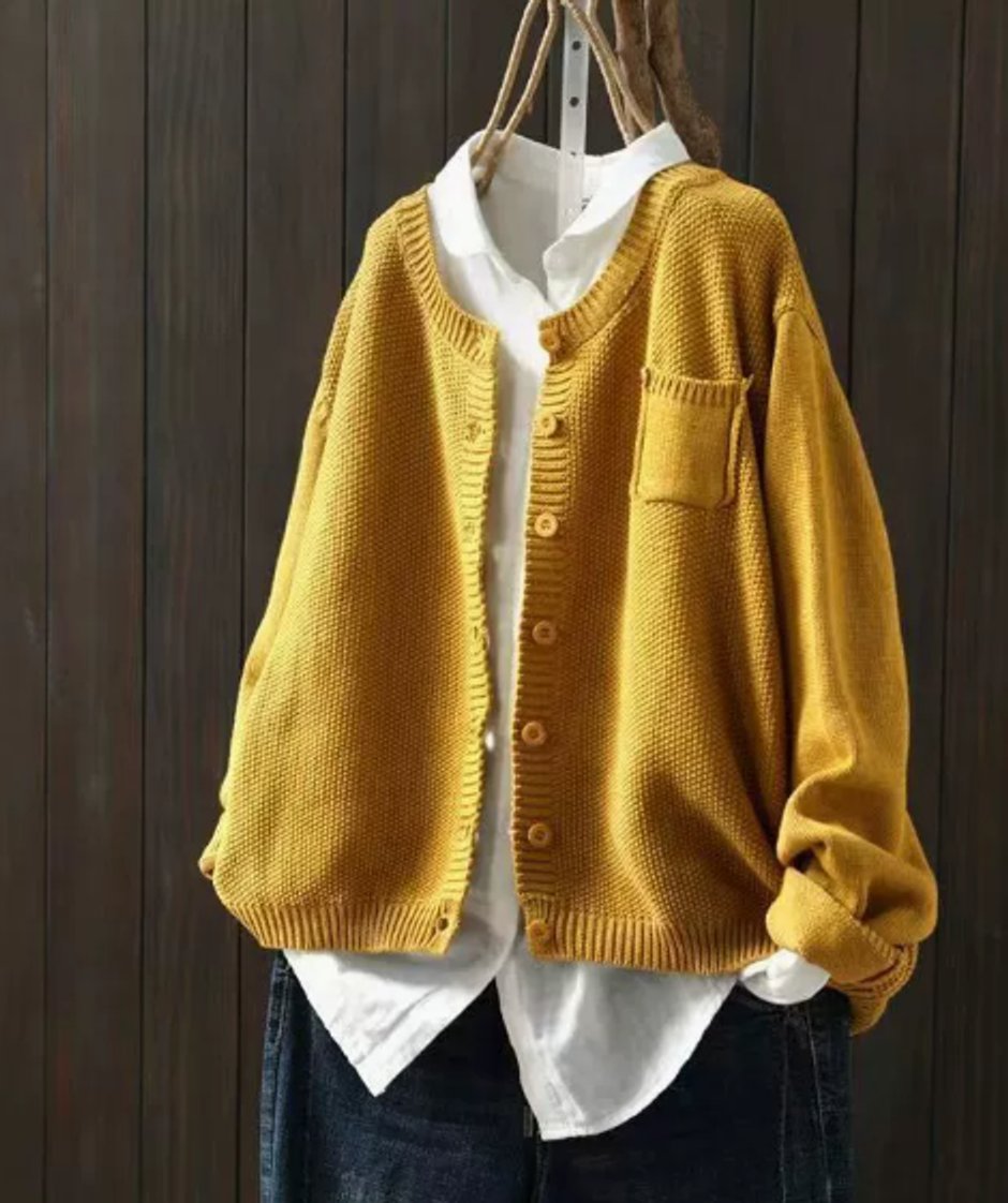Women's Loose Draped Cardigan Sweater with Button Front