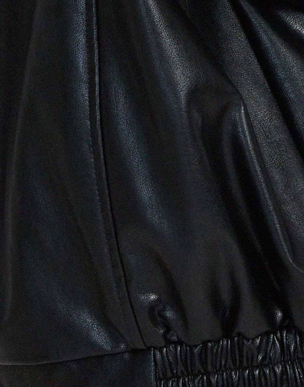 Women's Relaxed Faux Leather Bomber with Dropped Shoulders