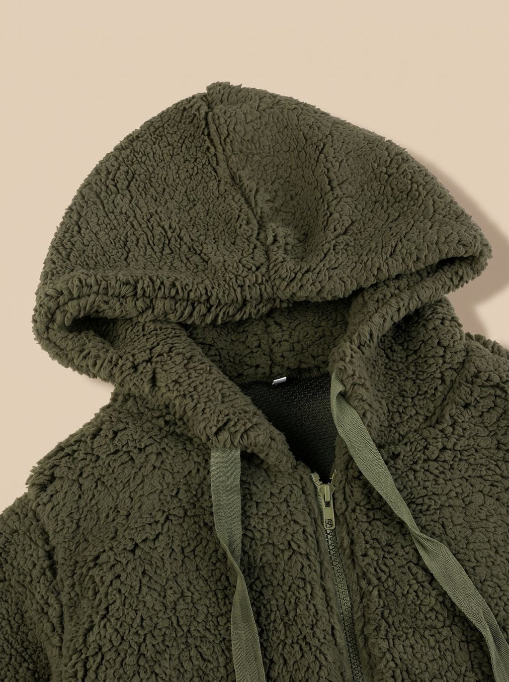 Women's Oversized Plush Teddy Hooded Zip-Front Coat