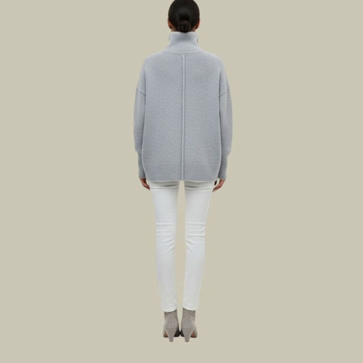 Women's Loose Thick Rib Fold-Over Collar Pullover