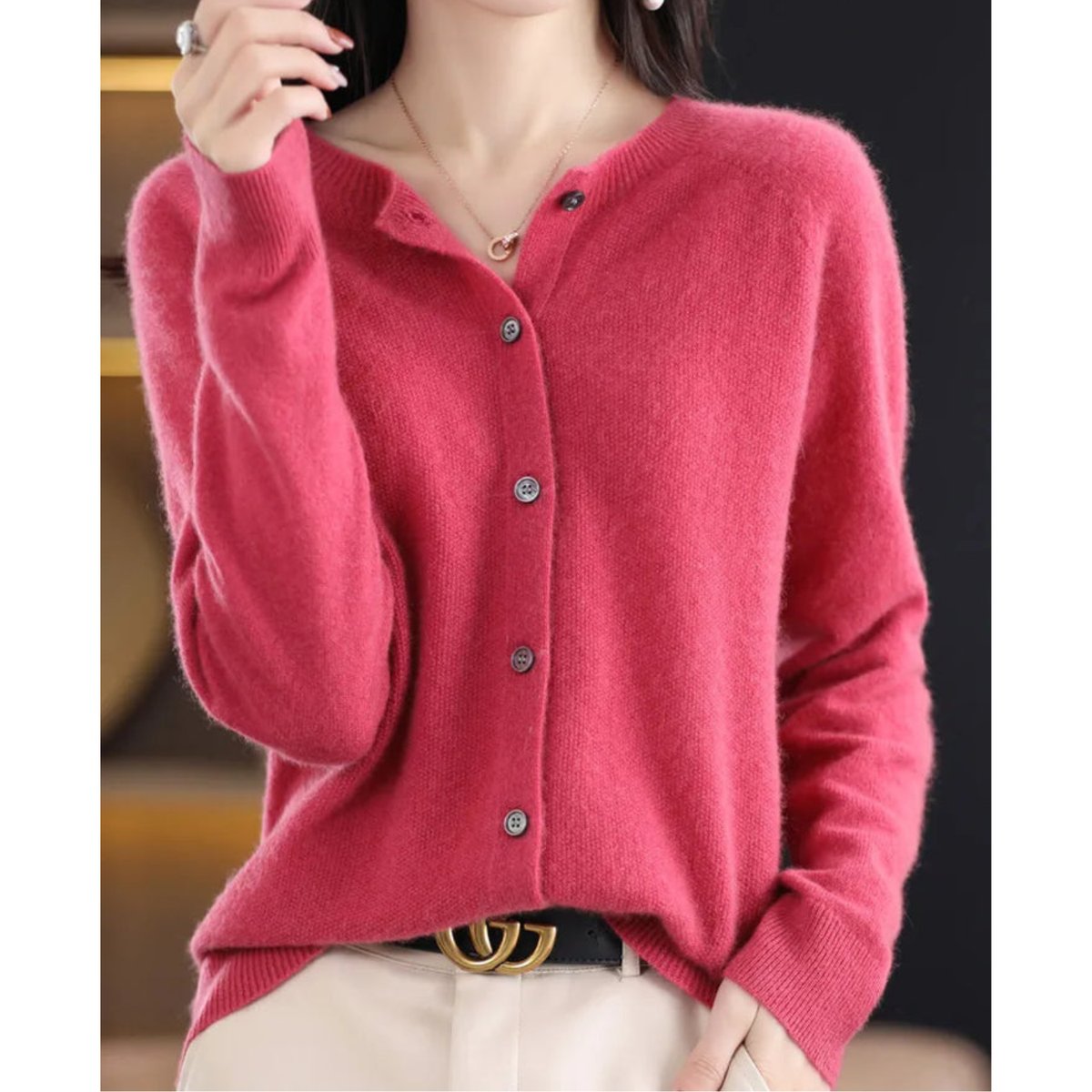 Women's Roomy Merino Cardigan Sweater with Button Front