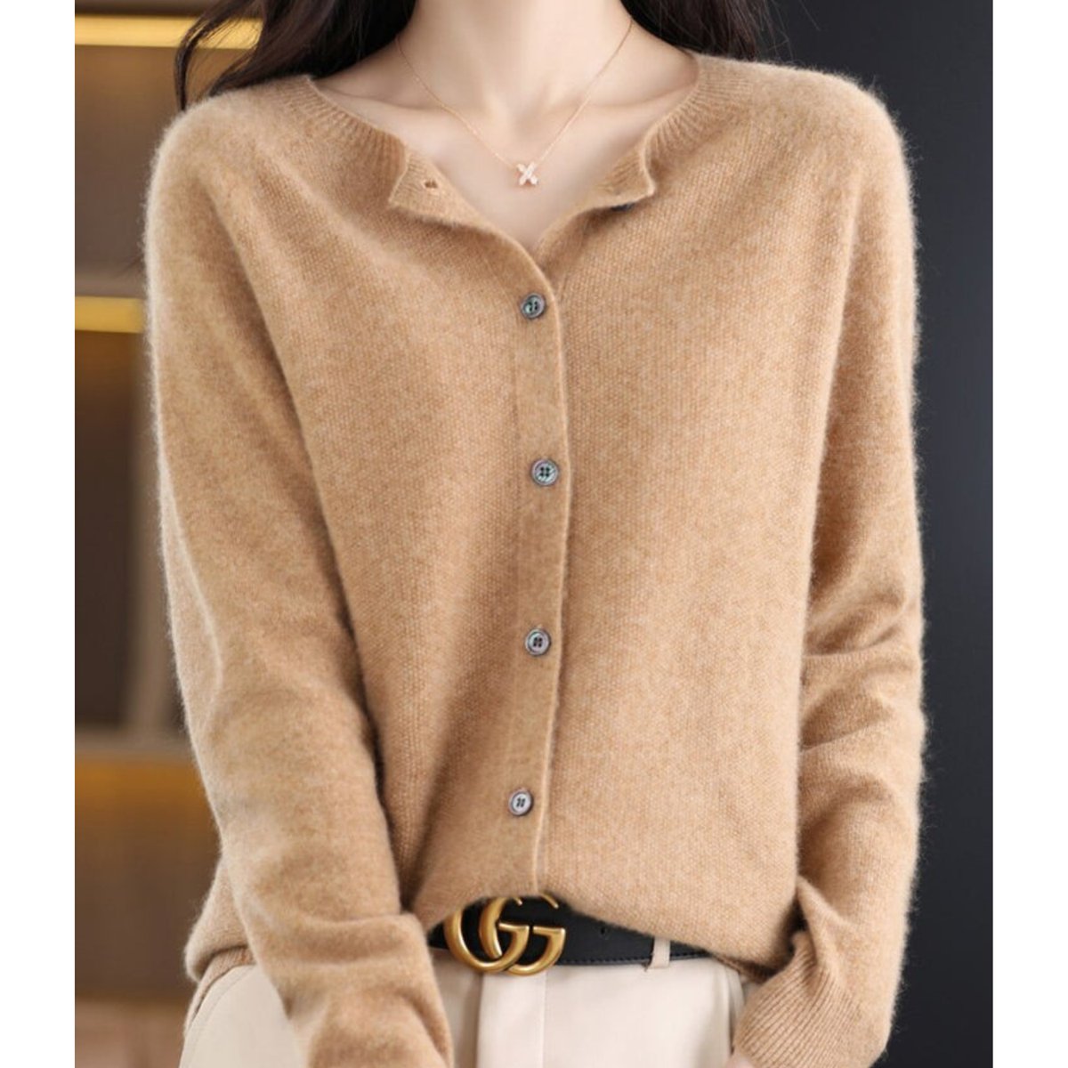 Women's Roomy Merino Cardigan Sweater with Button Front