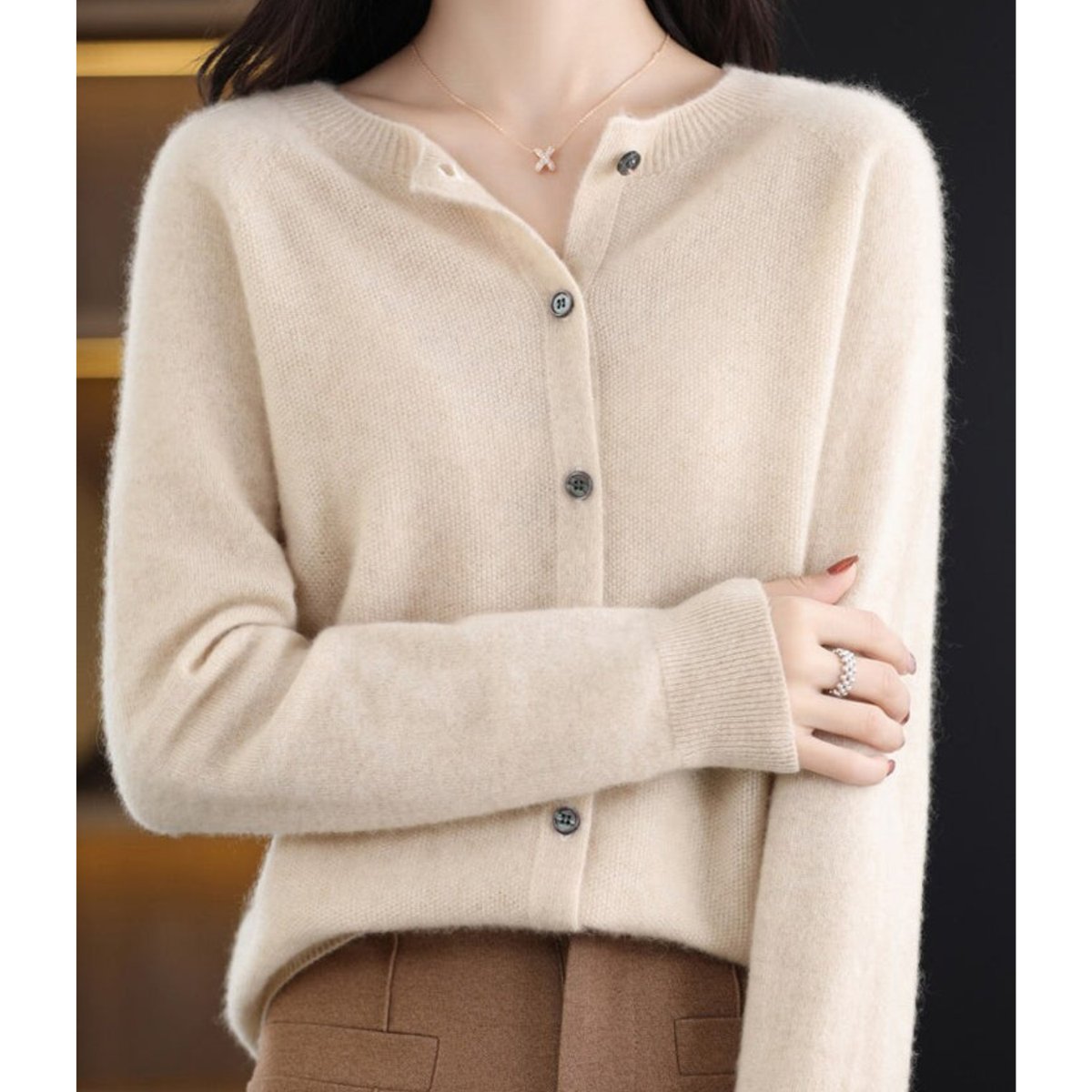 Women's Roomy Merino Cardigan Sweater with Button Front