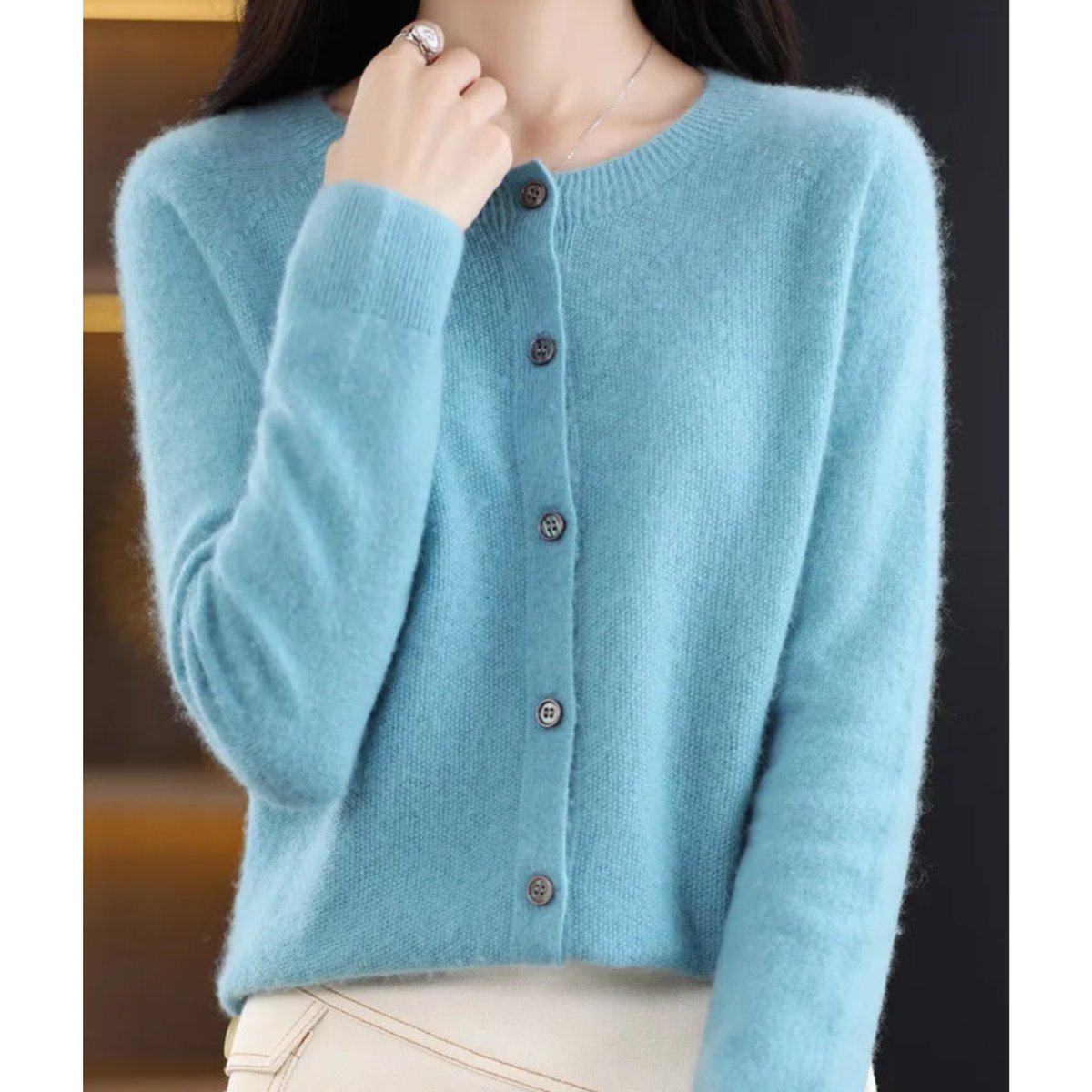 Women's Roomy Merino Cardigan Sweater with Button Front