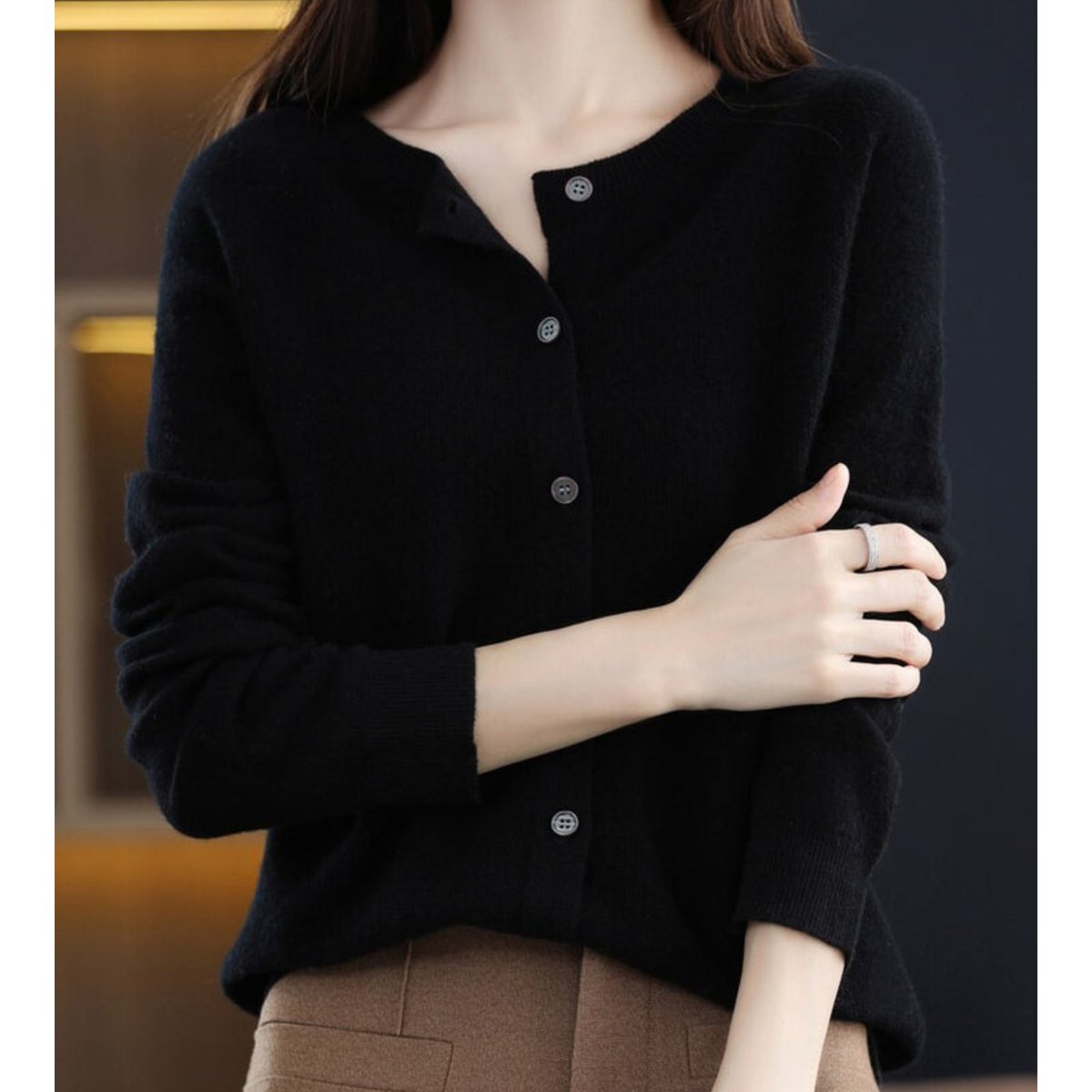 Women's Roomy Merino Cardigan Sweater with Button Front