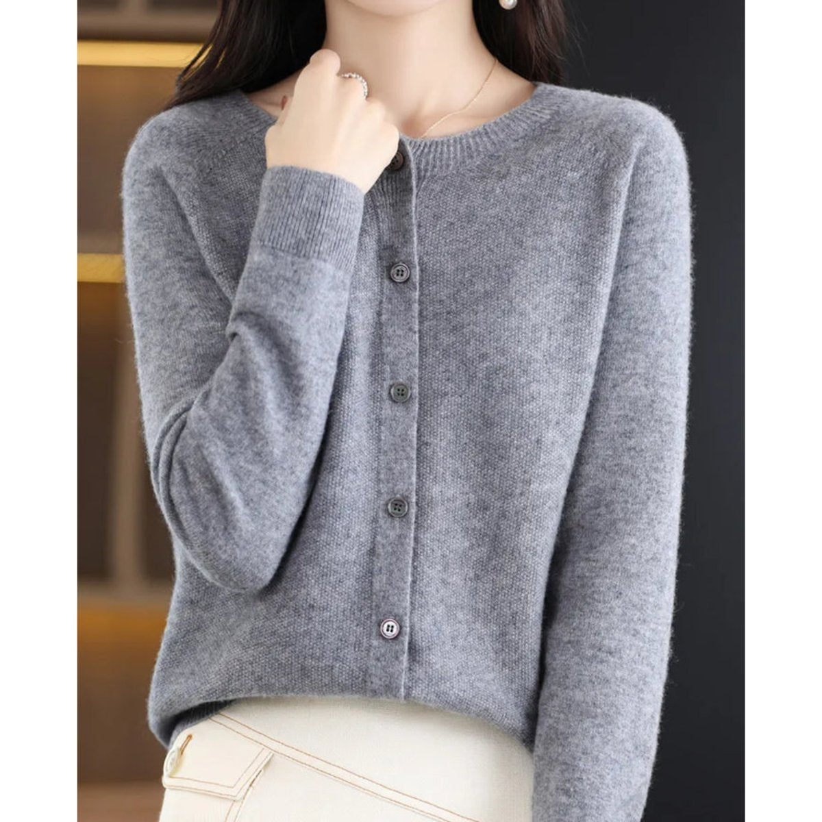 Women's Roomy Merino Cardigan Sweater with Button Front