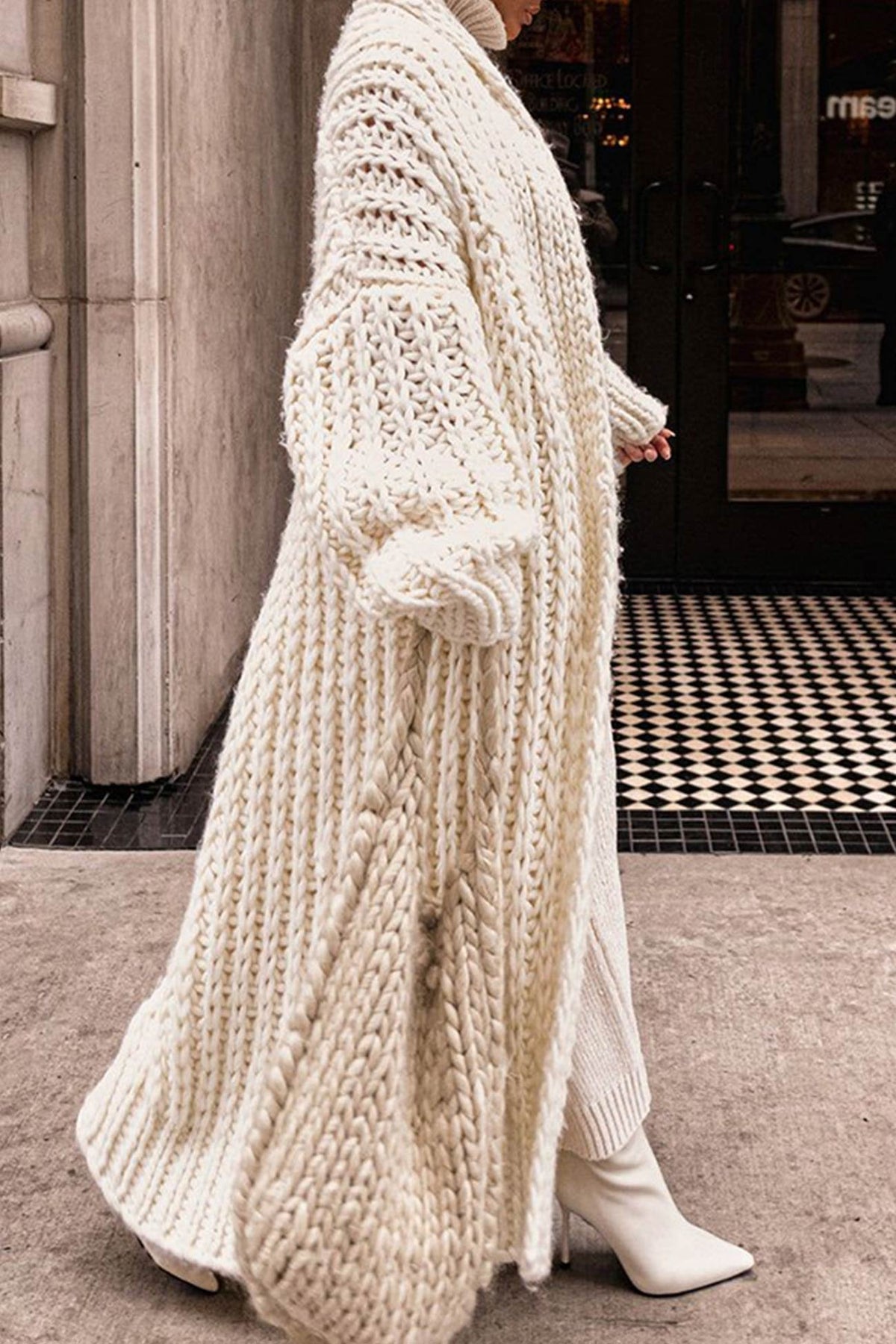 Women's Roomy Open-Stitch Long Layering Cardigan