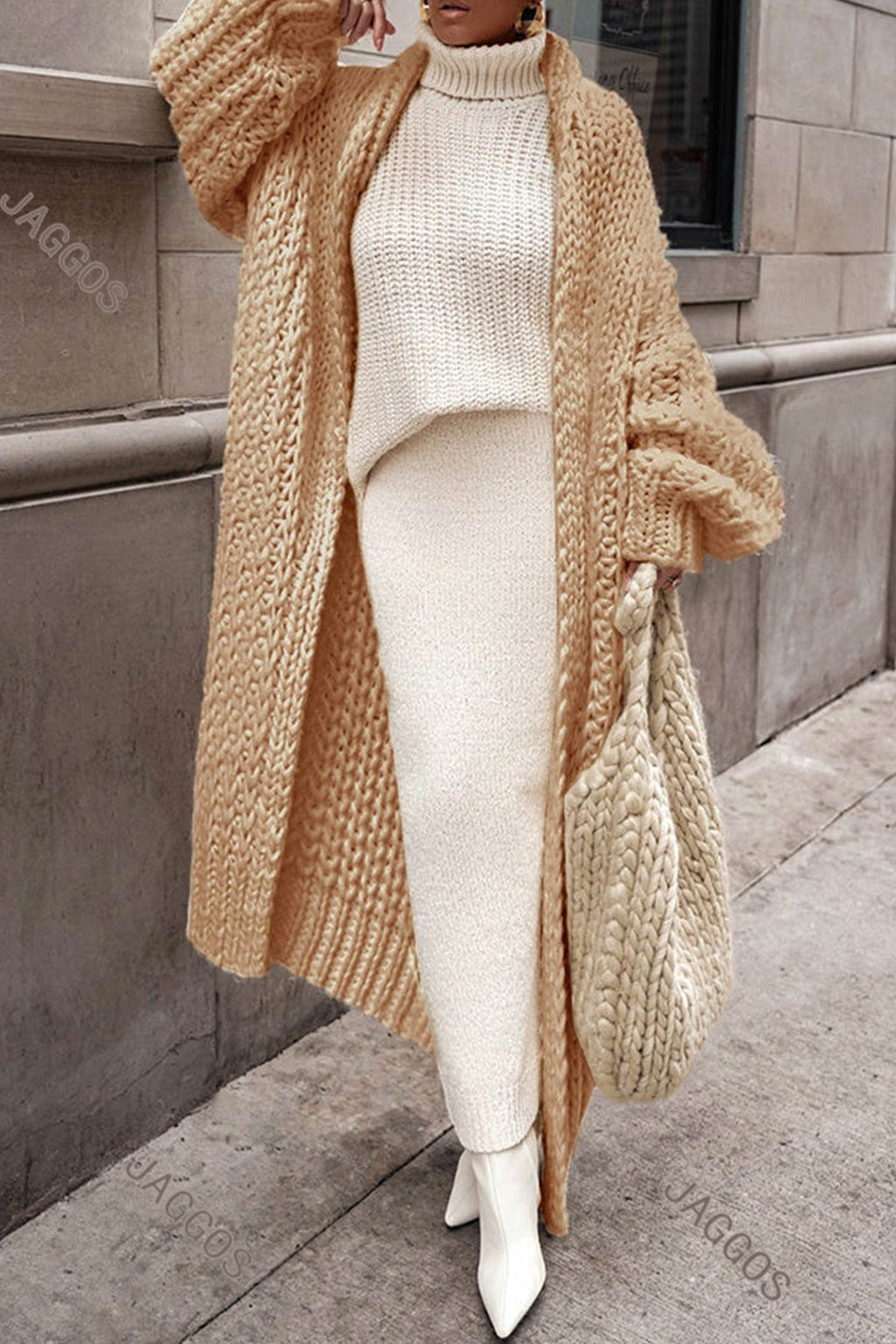 Women's Roomy Open-Stitch Long Layering Cardigan