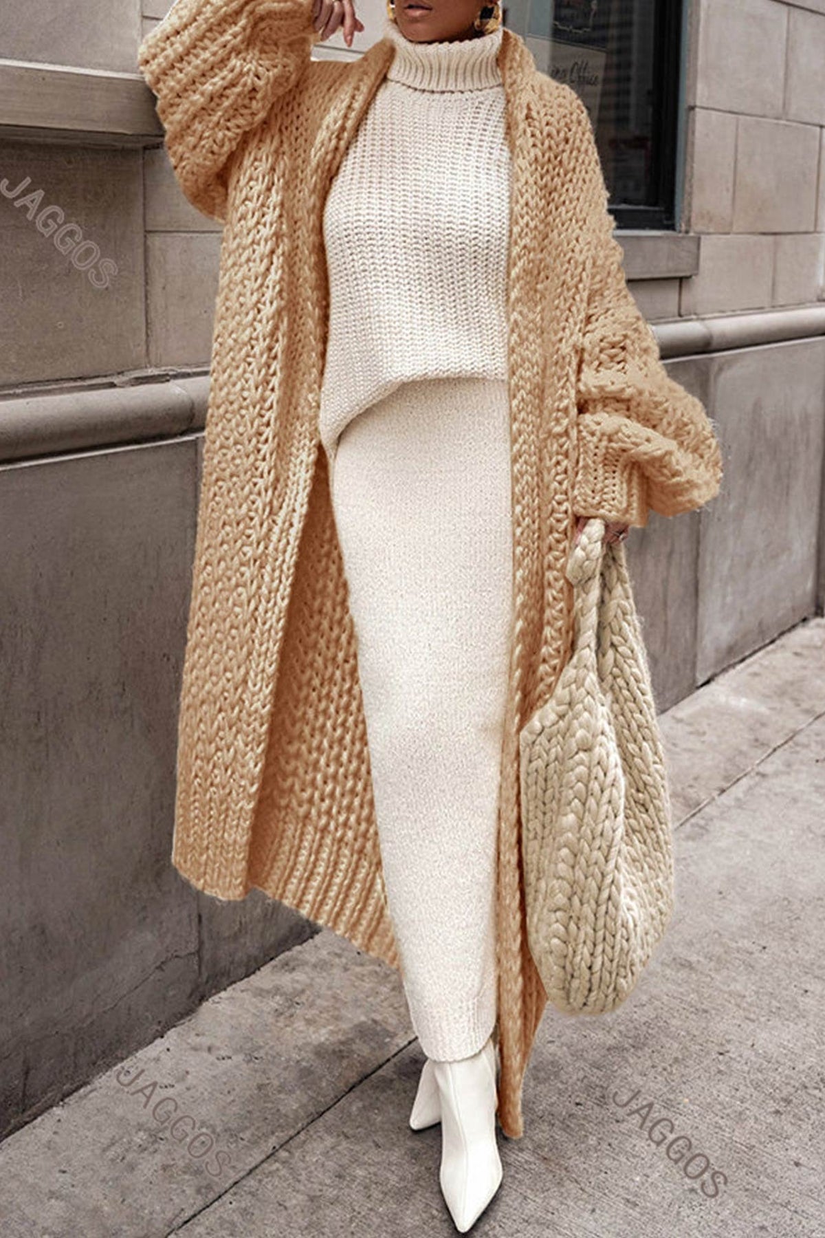Women's Roomy Open-Stitch Long Layering Cardigan