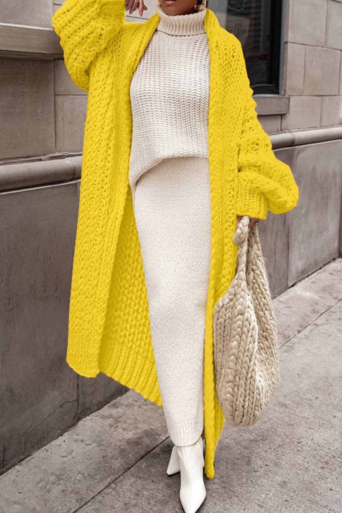 Women's Roomy Open-Stitch Long Layering Cardigan
