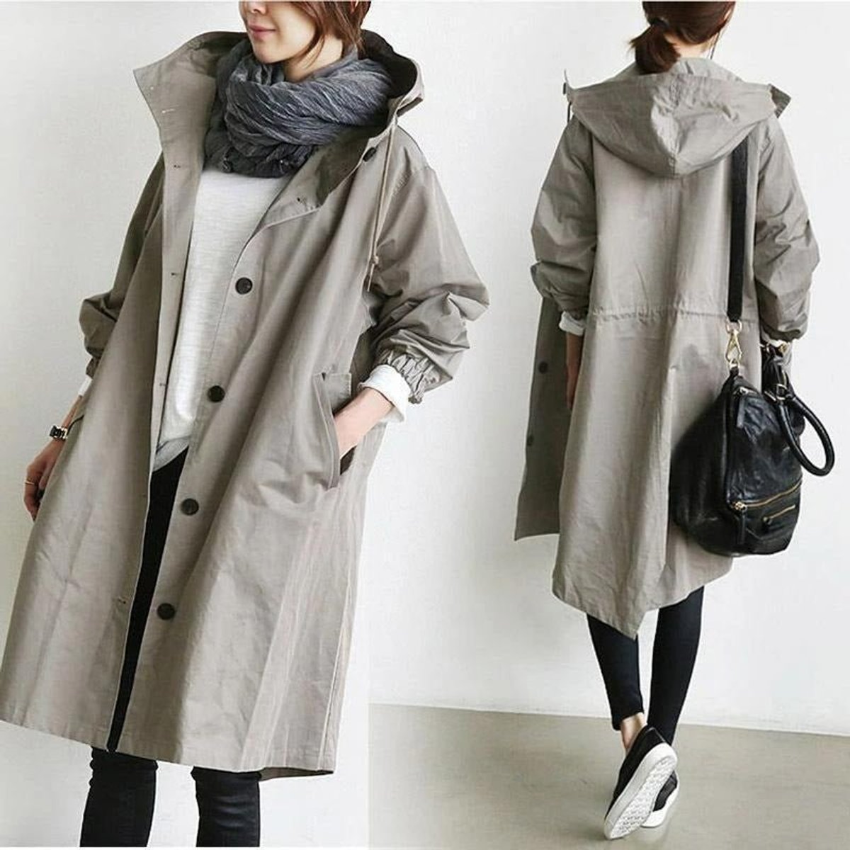 Women's Relaxed Single-Button Trench Coat for Rainy Days