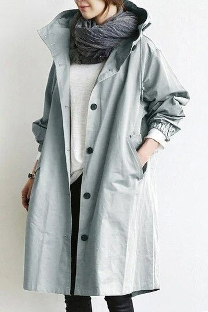 Women's Relaxed Single-Button Trench Coat for Rainy Days