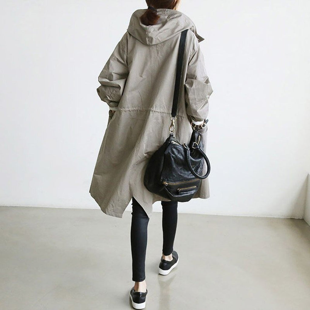 Women's Relaxed Single-Button Trench Coat for Rainy Days
