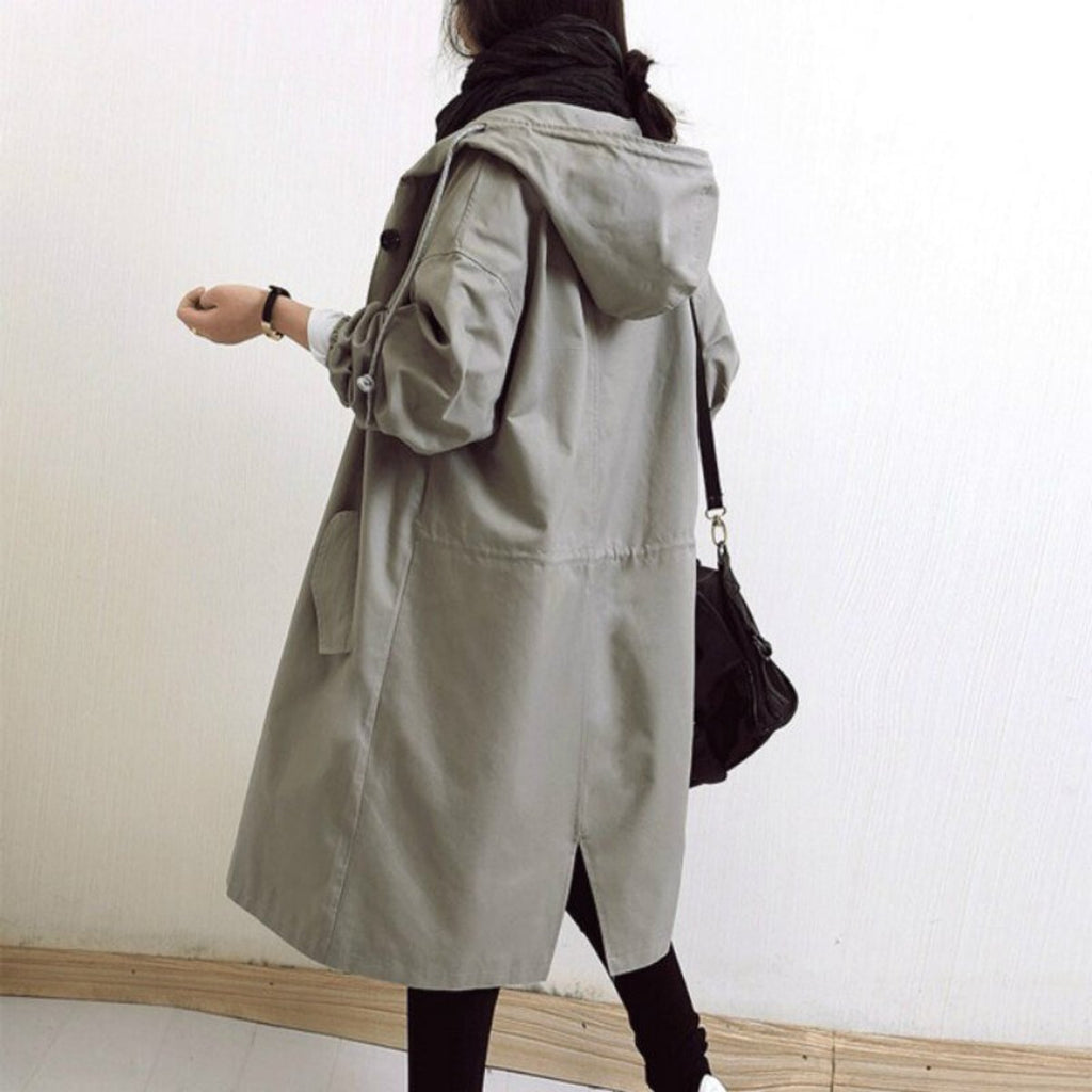Women's Relaxed Single-Button Trench Coat for Rainy Days