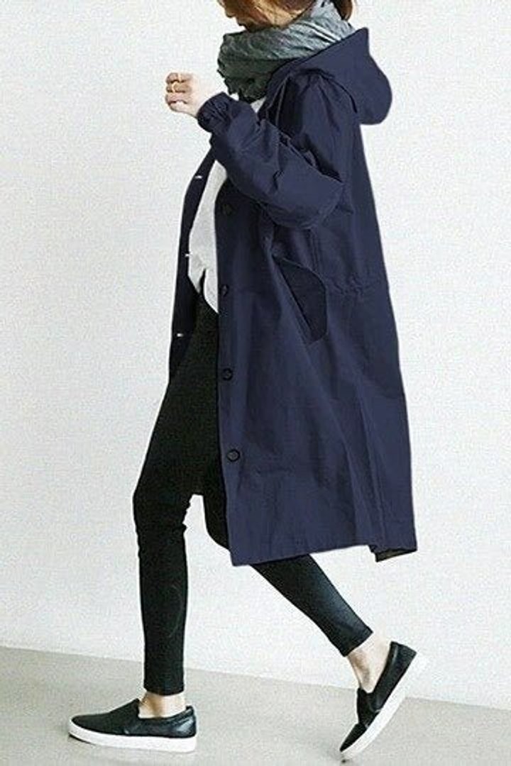 Women's Relaxed Single-Button Trench Coat for Rainy Days