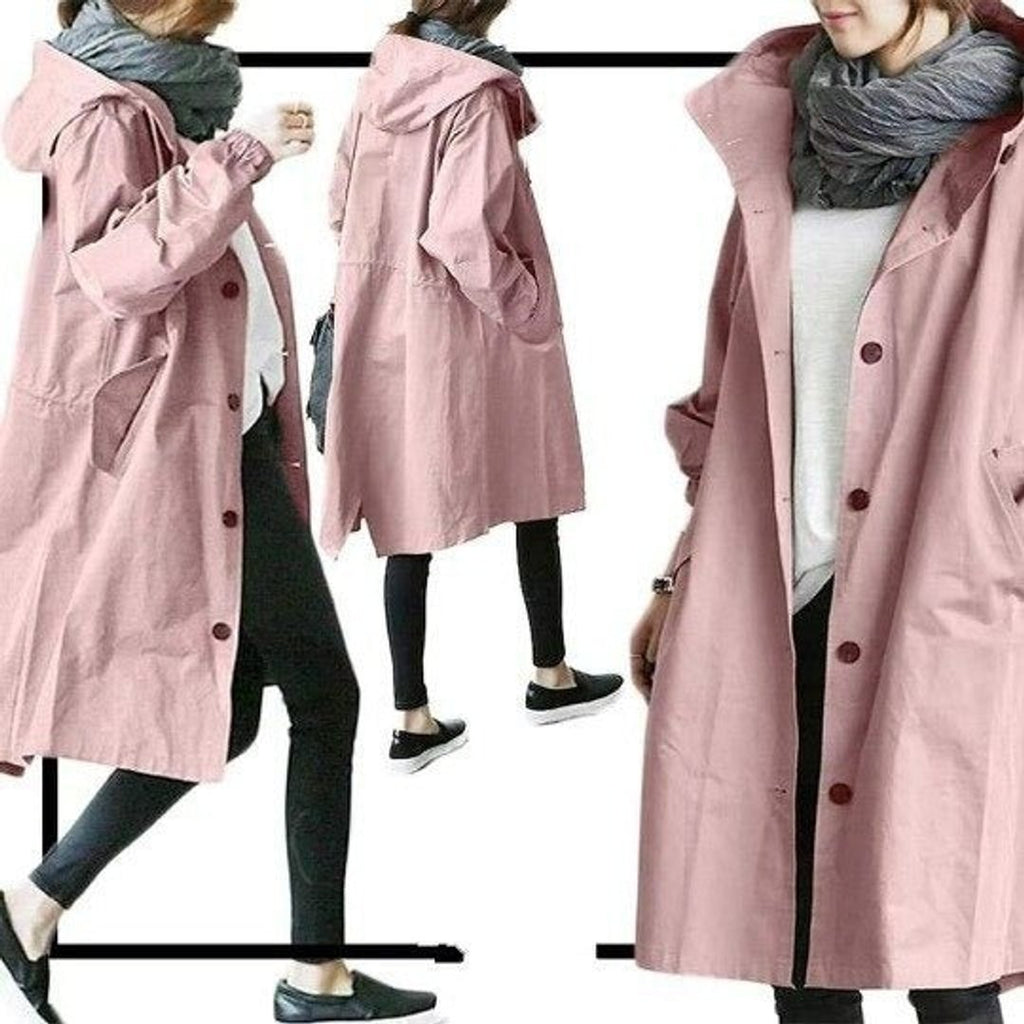 Women's Relaxed Single-Button Trench Coat for Rainy Days