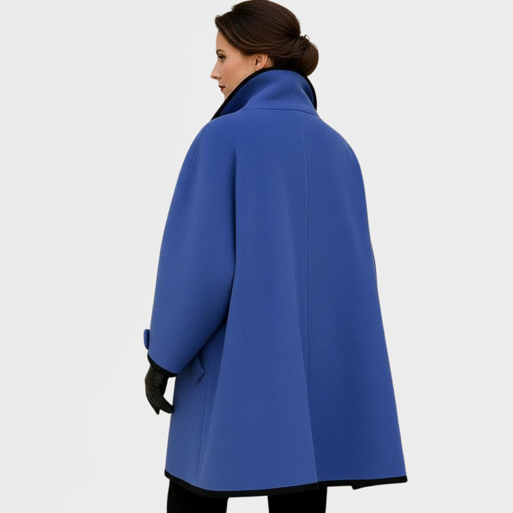 Women's Roomy Wool Blend Topcoat with Trim Detail