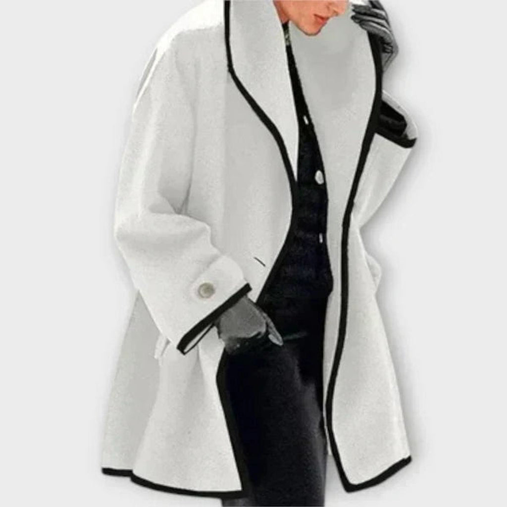 Women's Roomy Wool Blend Topcoat with Trim Detail