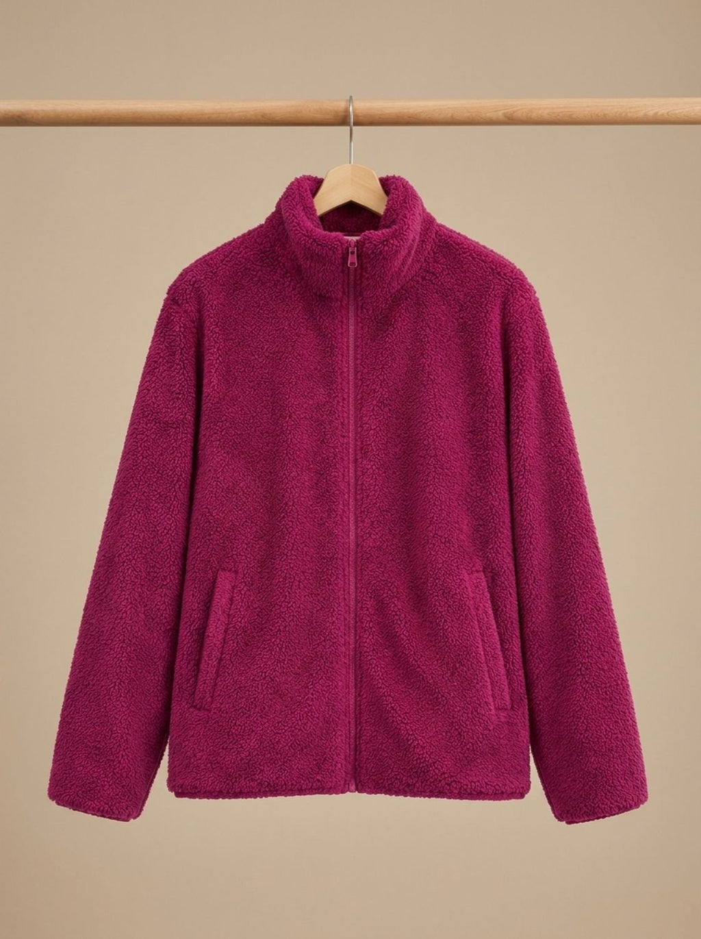 Women's Soft Fleece Zip-Front Jacket with Stand Collar