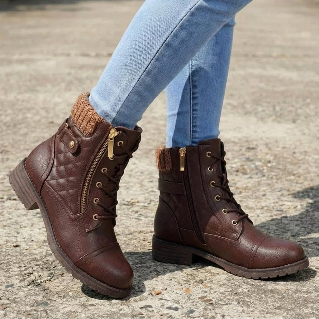 Women's Everyday Quilted Lace Front Zip Short Boots