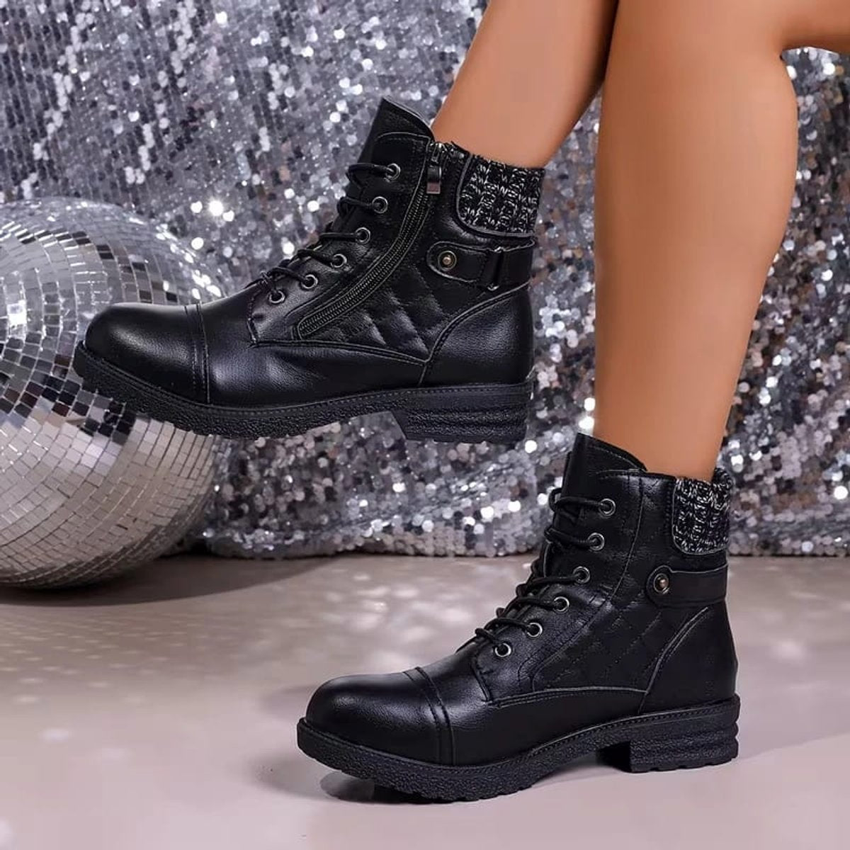 Women's Everyday Quilted Lace Front Zip Short Boots