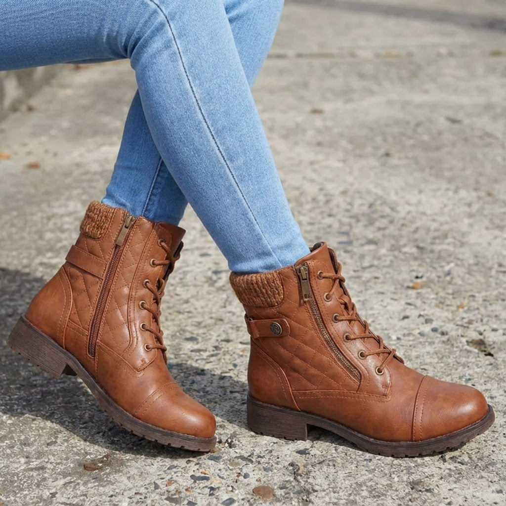 Women's Everyday Quilted Lace Front Zip Short Boots