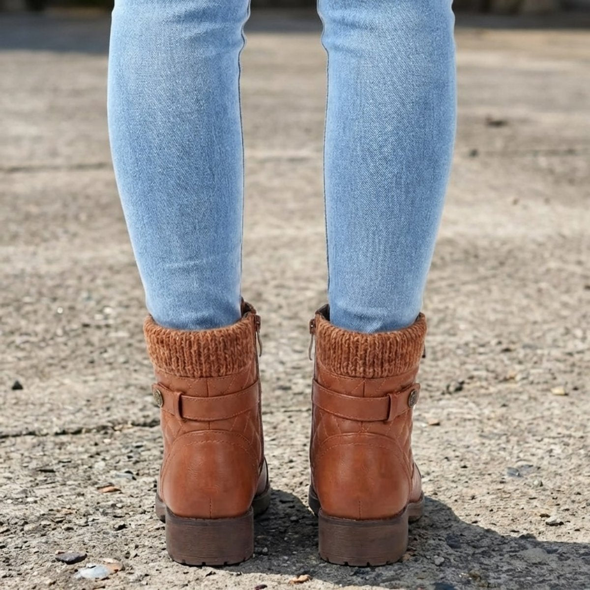 Women's Everyday Quilted Lace Front Zip Short Boots