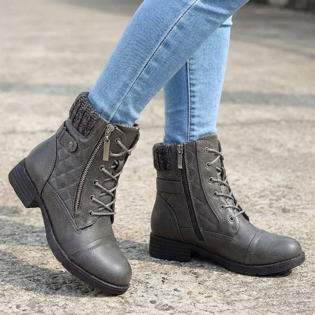 Women's Everyday Quilted Lace Front Zip Short Boots