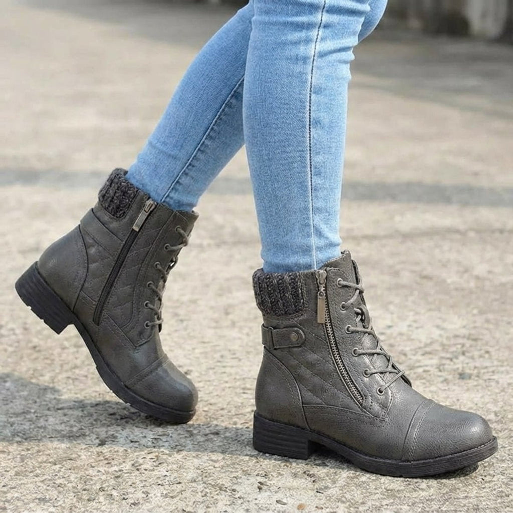 Women's Everyday Quilted Lace Front Zip Short Boots