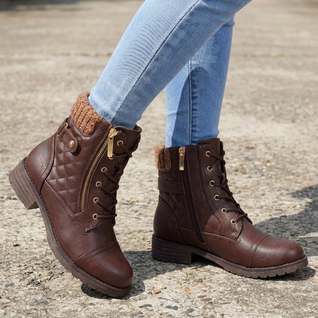 Women's Everyday Quilted Lace Front Zip Short Boots