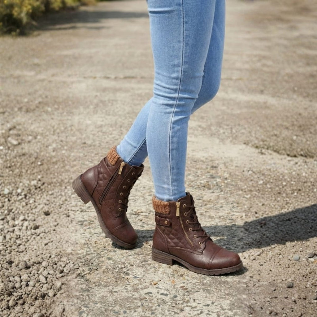 Women's Everyday Quilted Lace Front Zip Short Boots