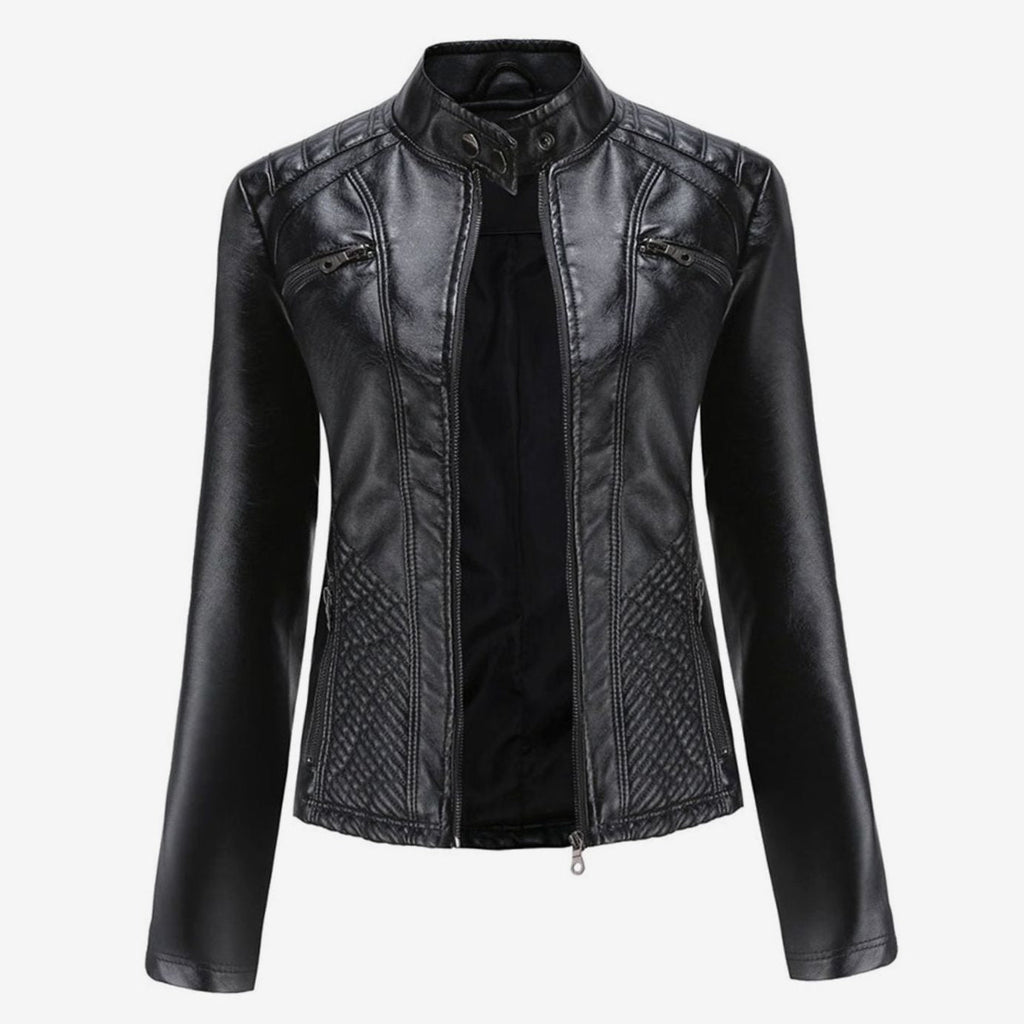 Women's Edgy Faux Leather Quilted Biker Jacket