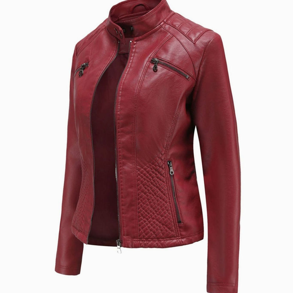 Women's Edgy Faux Leather Quilted Biker Jacket