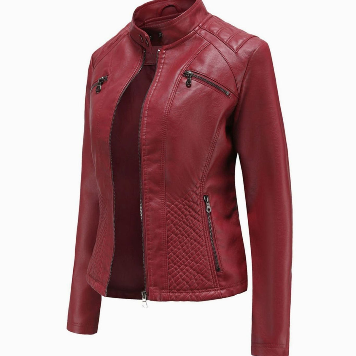 Women's Edgy Faux Leather Quilted Biker Jacket