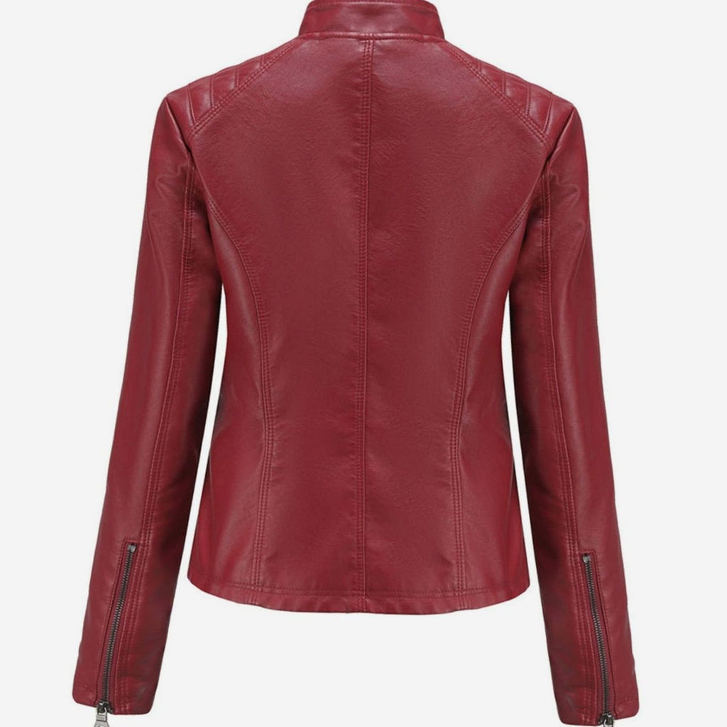 Women's Edgy Faux Leather Quilted Biker Jacket