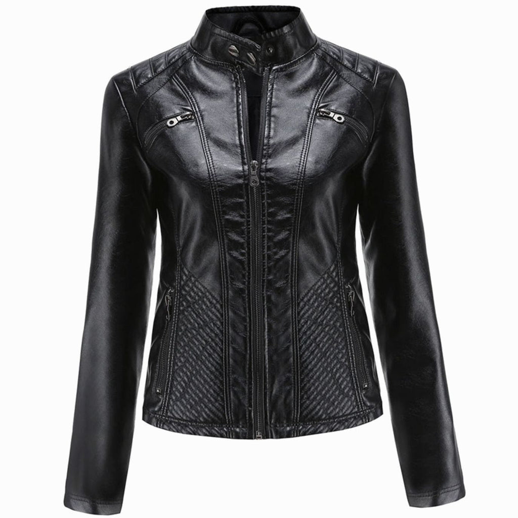 Women's Edgy Faux Leather Quilted Biker Jacket